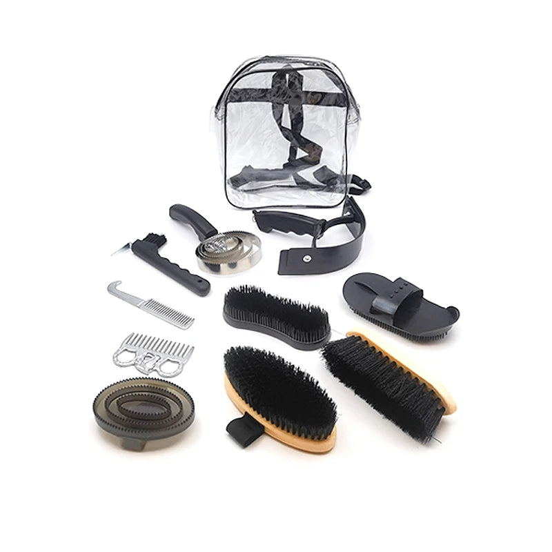Kit profesional de cepillos para caballo de 10 piezas